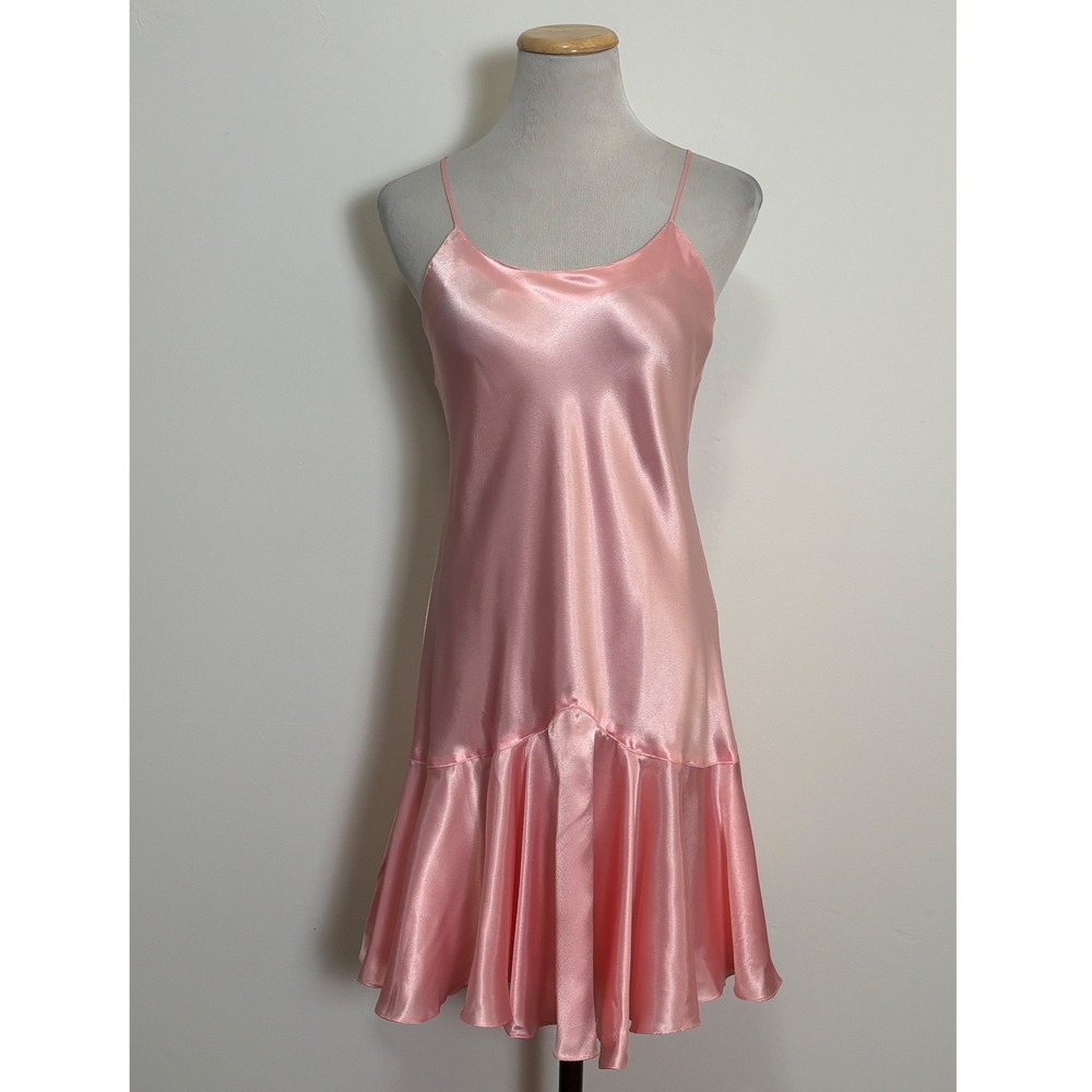 Victoria's Secret VTG Gold Label Pink Satin Slip Dress Size M Coquette Lingerie